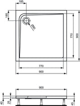 IDEAL STANDARD Quadrat-Brausewanne Ultra Light 800x800x45mm in Weiß – Sanitär-Acryl, flacher Einbau