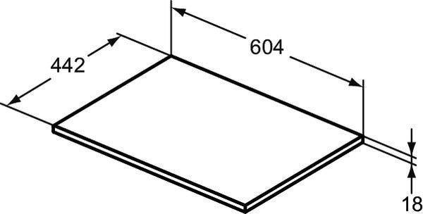 Ideal Standard Holzkonsole Connect Air für US 600 mm, 604x442x18 mm, Hellgrau glänzend & Weiß matt