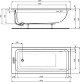Ideal Standard Duo-Badewanne La Dolce Vita 2000x1000 mm Weiß – Rechteckige Einbauwanne mit 435 l Inhalt