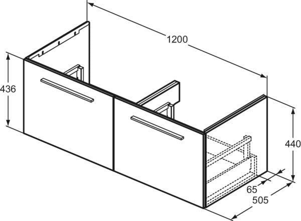 Ideal Standard i.life B Waschtischunterschrank 1200 mm Weiß matt mit 2 Auszügen