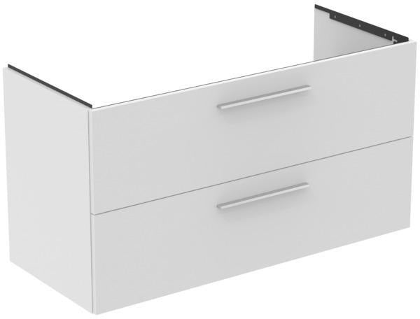Ideal Standard i.life B Möbelwaschtischunterschrank 1200 mm, 2 Auszüge, Weiß matt, Siphon links