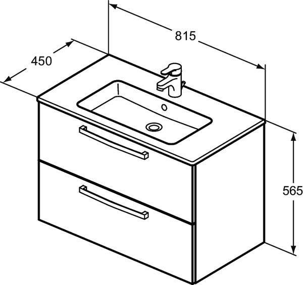 Ideal Standard Waschtisch-Möbelpaket Eurovit 815 mm Weiß Eiche hell mit 2 Auszügen