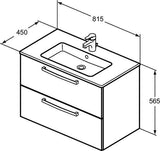 Ideal Standard Waschtisch-Möbelpaket Eurovit 815 mm Weiß Eiche hell mit 2 Auszügen