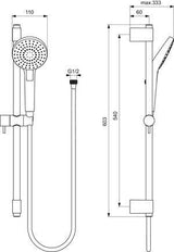 Ideal Standard Idealrain Evo Brausekombination 600 mm, 3-Funktionshandbrause, Chrom