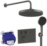 IDEAL STANDARD Ceratherm Navigo Solos Brausethermostat-Paket in Brushed Gold – mit Kopfbrause, Handbrause & UP-Bausatz