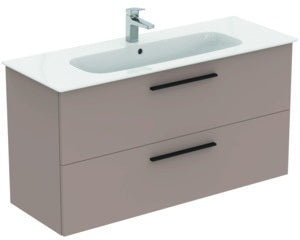 Ideal Standard i.life A Waschtischset 1240 mm mit Unterschrank und schwarzem Griff, Weiß Matt