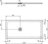 Ideal Standard Ultra Flat S + Rechteck-Brausewanne 1400x700mm Mineralguss Weiß Matt