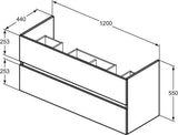 Ideal Standard Eurovit+ Waschtischunterschrank 1200 mm, 2 Auszüge, grau lackiert