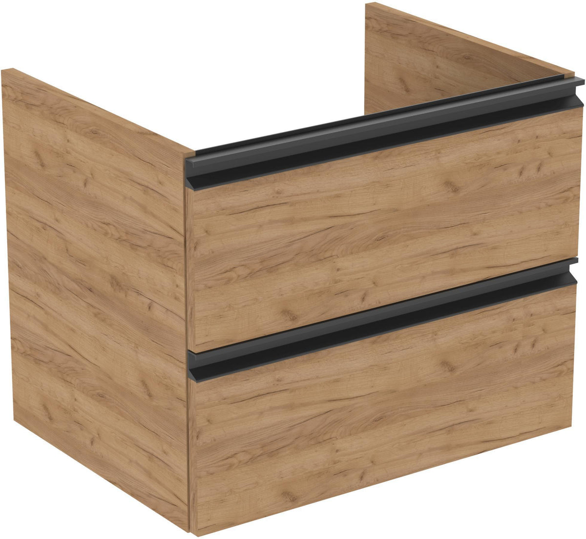 Ideal Standard Connect E Waschtisch/Möbel-Paket 600 mm Weiß/Walnuss Dunkel – 2 Auszüge, Softclose