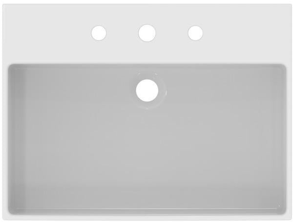Ideal Standard Waschtisch Extra 615 mm, 3 Hahnlöcher, mit Überlauf, geschliffen Weiß