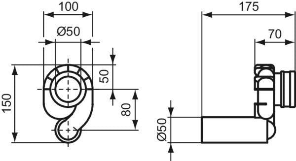 IDEAL STANDARD Absaugeformstück waagerecht – Sanitär-Zubehör für Urinal-Armaturen