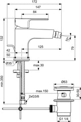 Ideal Standard Cerafine D Bidetarmatur Chrom 125 mm mit Ablaufgarnitur
