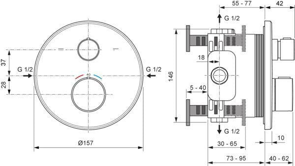 Ideal Standard Ceratherm T100 Badethermostat Unterputzmontage Brushed Gold Rosette 163 mm