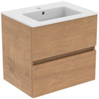 61cm Weiß u.Schrank 60cm 2 Ausz. Hamilton Eiche