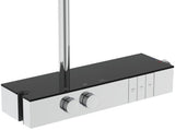 Ideal Standard Duschsystem Ceratherm Solos mit LED-Leuchtring Silver Storm – Thermostat, Kopf- & Handbrause