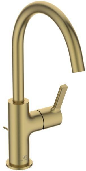 IDEAL STANDARD Joy Waschtischarmatur – Einhandhebelmischer mit Ablaufgarnitur, Brushed Gold, 169 mm Ausladung