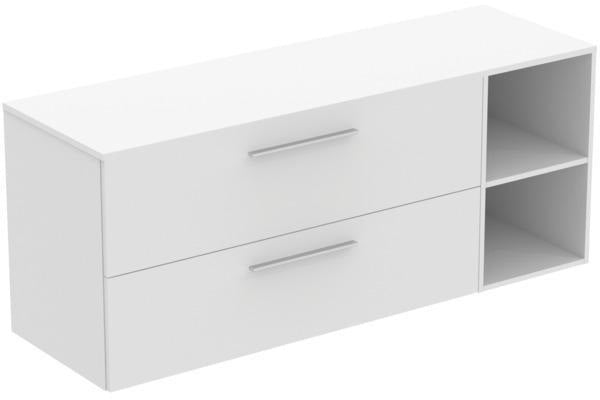 Ideal Standard i.life B Badmöbelset 160 cm – 2 Auszüge, 2 offene Fächer, Chrom/Weiß matt