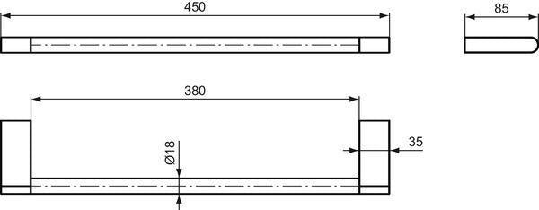 Ideal Standard Handtuchhalter Connect 450 mm Chrom – Wandmontage mit verdeckter Befestigung