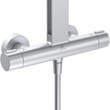 Ideal Standard Duschsystem Ceratherm Alu+ mit Thermostat, Kopf- und Handbrause, Ablage