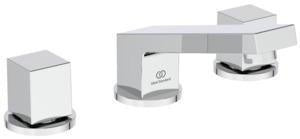 Ideal Standard 3-Loch-Waschtischarmatur Extra Ausladung 140 mm mit Ablaufgarnitur Silver Storm