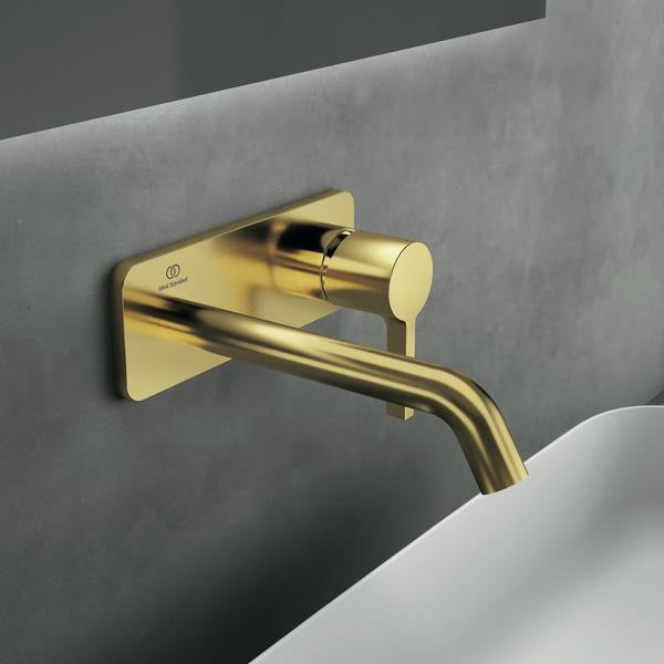 IDEAL STANDARD Joy Wand-Waschtischarmatur 180 mm Brushed Gold eckige Rosette