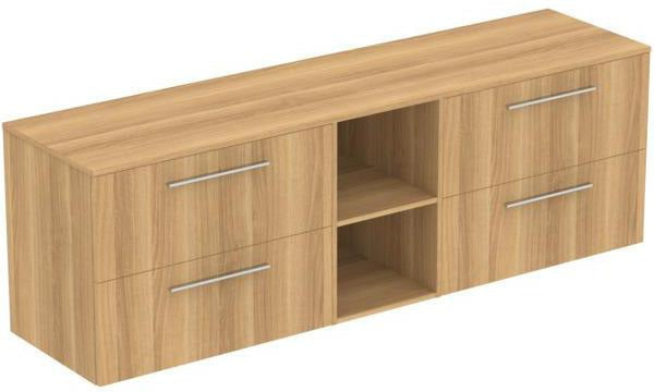 Ideal Standard i.life B Möbel-Set 200 cm, 4 Auszüge, 2 offene Fächer, Chrom, Weiß matt