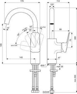 Ideal Standard Ceraplan H200 Waschtischarmatur ohne Ablaufgarnitur, Ausladung 145 mm, Chrom