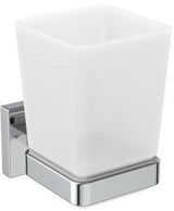 Ideal Standard IOM Cube Zahnputzbecher Chrom – Eckiger Wandbecher mit Glas und verdeckter Befestigung