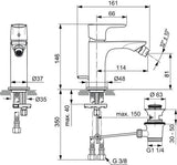 IDEAL STANDARD Bidetarmatur Connect Air 114 mm mit Ablaufgarnitur Chrom