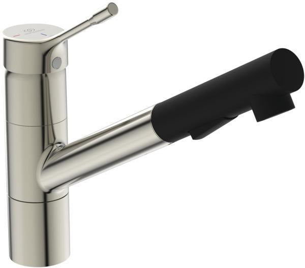 Ideal Standard Ceralook Küchenarmatur mit herausziehbarer Handbrause, 233 mm Ausladung, Edelstahl