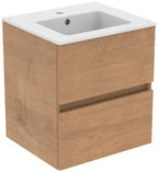 51cm Weiß u.Schrank 50cm 2 Ausz. Hamilton Eiche