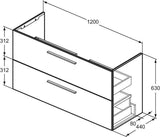 IDEAL STANDARD i.life A Waschtischunterschrank 1200 mm sandbeige matt, 2 Auszüge