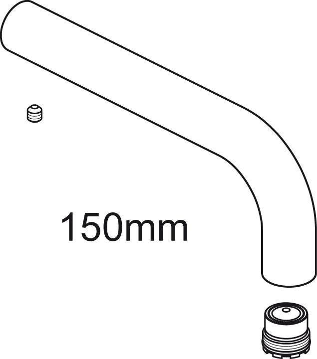 Ideal Standard Auslaufrohr 150 mm komplett, Chrom – Ersatzteil für Armaturen