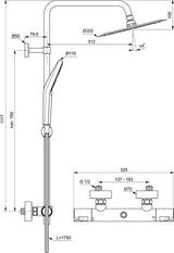 Ideal Standard Duschsystem Ceratherm T50 mit 250 mm Kopfbrause und Thermostat in Chrom
