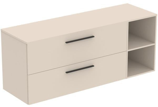Ideal Standard i.life B Möbel-Set 160 cm mit 2 Auszügen und 2 offenen Fächern in Schwarz Weiß Matt