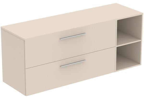 Ideal Standard i.life B Badmöbelset 160 cm – 2 Auszüge, 2 offene Fächer, Chrom/Weiß matt