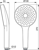 Ideal Standard Idealrain Solos Handbrause 1-Funktion mit Antikalksystem, Chrom