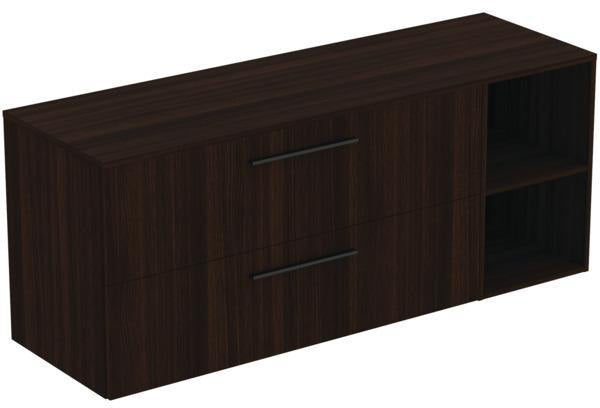 Ideal Standard i.life B Möbel-Set 160 cm mit 2 Auszügen und 2 offenen Fächern in Schwarz Weiß Matt
