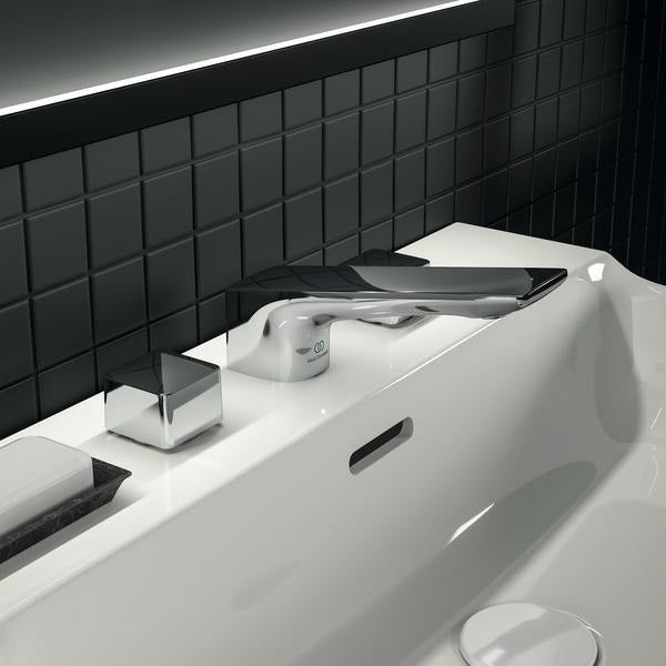 Ideal Standard Conca 3-Loch-Waschtischarmatur Brushed Gold mit Ablaufgarnitur, Ausladung 133 mm