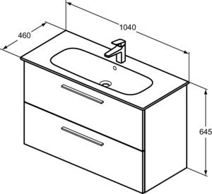 Ideal Standard i.life A Waschtischset 100 cm mit Unterschrank, weiß matt, schwarzer Griff