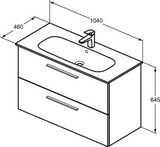 Ideal Standard i.life A Waschtischset 100 cm mit Unterschrank, weiß matt, schwarzer Griff