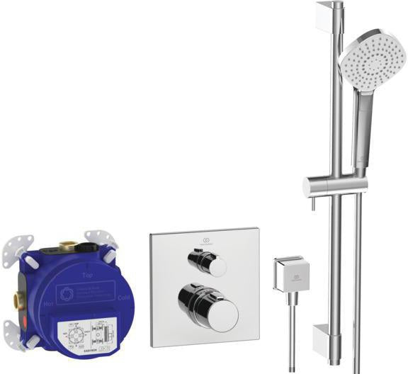 Ideal Standard Ceratherm C100 Armaturen-Bundle UP eckig Chrom – Brausethermostat-Set