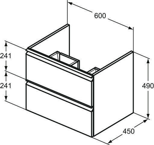 Ideal Standard Connect E Waschtisch/Möbel-Paket 600 mm Weiß/Walnuss Dunkel – 2 Auszüge, Softclose