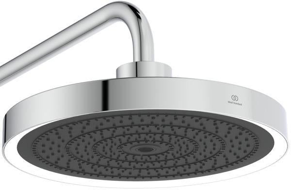 Ideal Standard Duschsystem Ceratherm Solos mit LED-Leuchtring Silver Storm – Thermostat, Kopf- & Handbrause