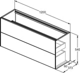 Ideal Standard Conca WT-Unterschrank 1200 mm, 2 Auszüge, Anthrazit matt, Push-Open