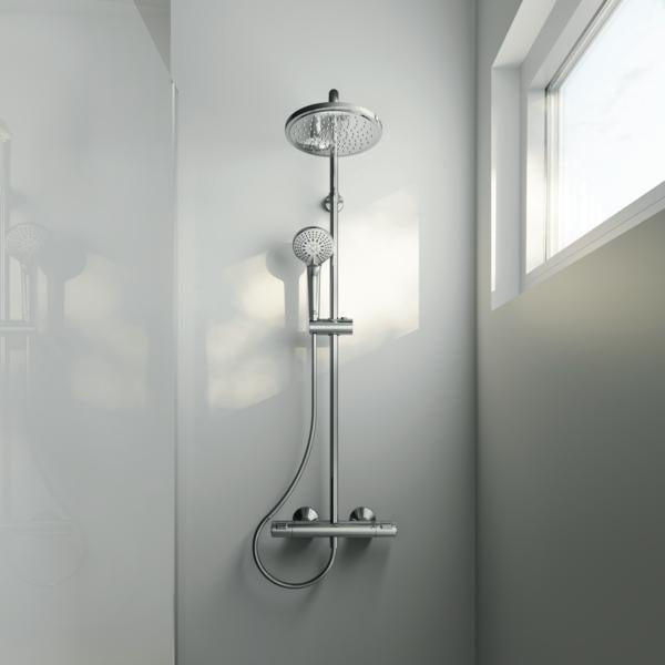 Ideal Standard Duschsystem Ceratherm T25 mit Brausethermostat, Kopf- und Handbrause, Chrom