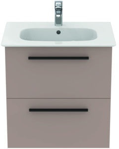 Ideal Standard i.life A Waschtisch-Set 60 cm mit Unterschrank, weiß matt, schwarzer Griff