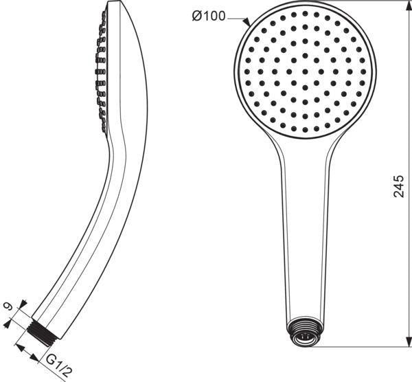 Ideal Standard Idealrain Handbrause 100 mm Chrom – 1-Funktion mit Antikalksystem