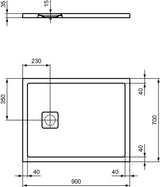 Ideal Standard Ultra Flat Evo Rechteck-Brausewanne 900x700x35 mm Seidenweiß – flacher Einbau & Rutschhemmung