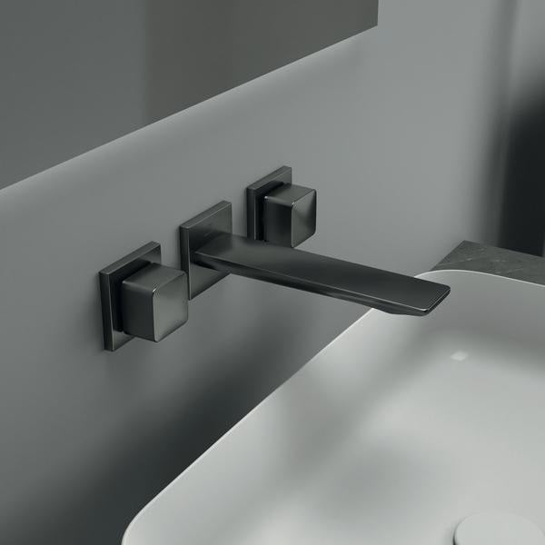 Ideal Standard Conca Wand-Waschtischarmatur, zweigriffig, Ausladung 180 mm, Brushed Gold
